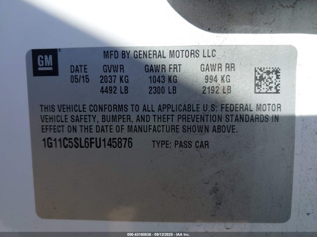 1G11C5SL6FU145876 Chevrolet lkw
