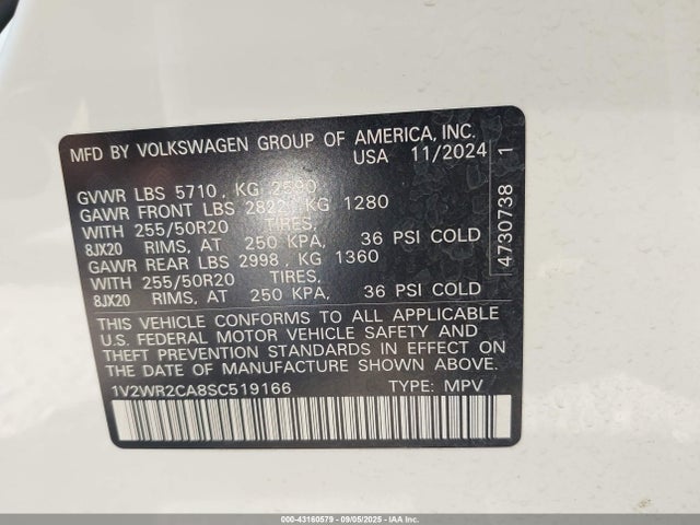 Volkswagen 2.0 tsi 2025 1V2WR2CA8SC519166 Image 9