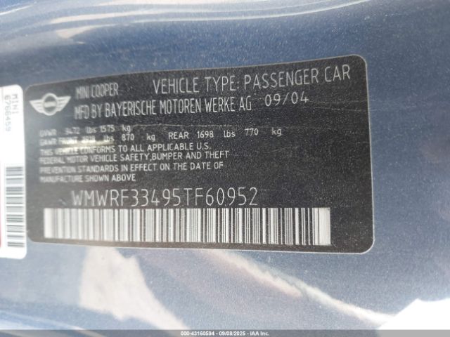 2005 MINI COOPER WMWRF33495TF60952 Photo 8