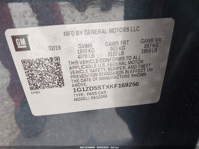 1G1ZD5STXKF169256 Chevrolet lfv - direct injection, variable valve timing, gen 1