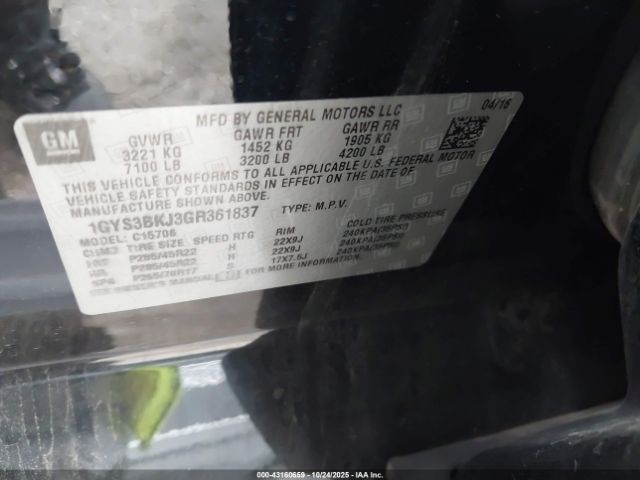 2016 CADILLAC ESCALADE 1GYS3BKJ3GR361837 Photo 8