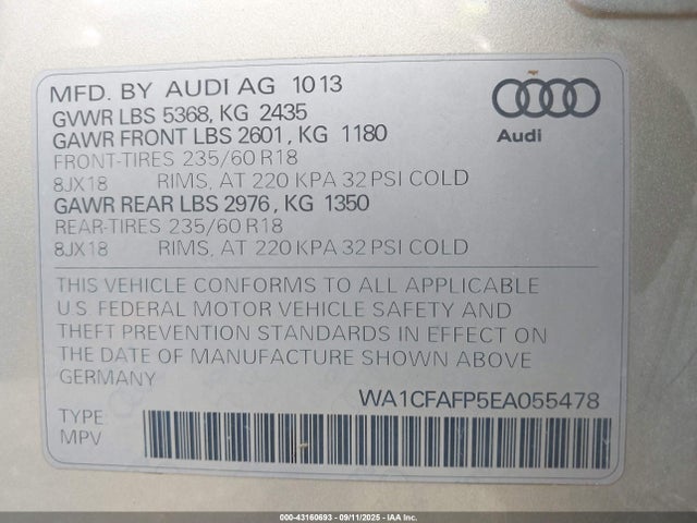 2014 AUDI Q5 WA1CFAFP5EA055478 Photo 8