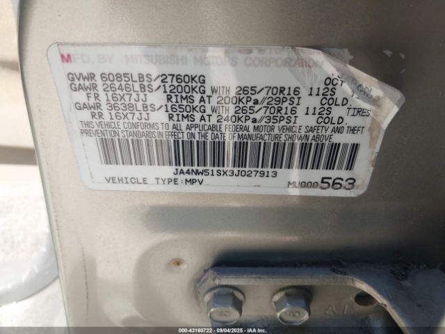 2003 MITSUBISHI MONTERO JA4NW51SX3J027913 Photo 8