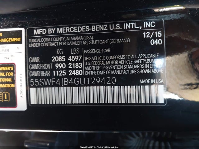 55SWF4JB4GU129420 Mercedes-Benz 2016