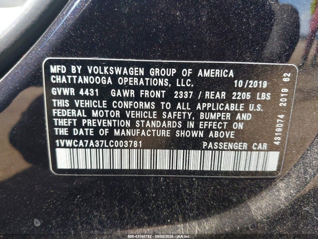 Volkswagen Passat 2020 1VWCA7A37LC003781 Image 9