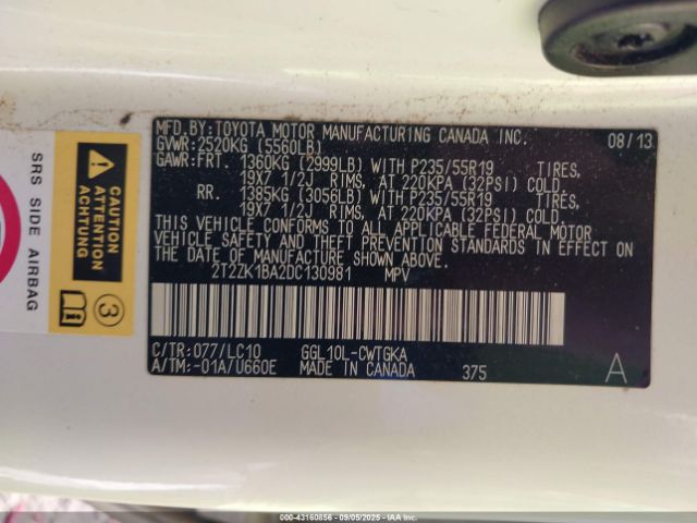 2013 LEXUS RX 350 2T2ZK1BA2DC130981 Photo 8