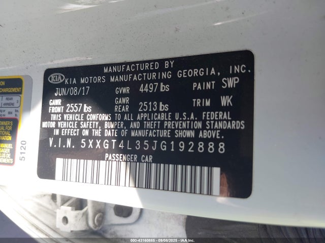 5XXGT4L35JG192888 KIA gdi