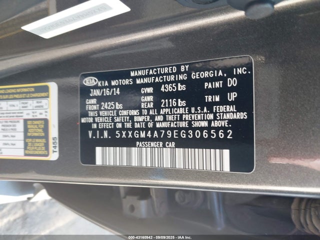 5XXGM4A79EG306562 KIA dohc gdi theta ii