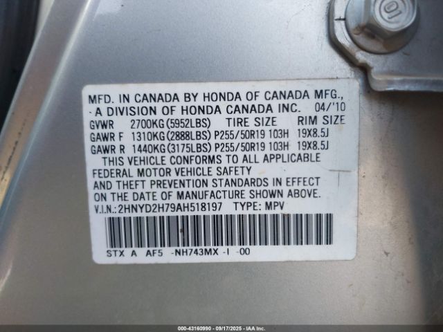 2010 ACURA MDX 2HNYD2H79AH518197 Photo 8