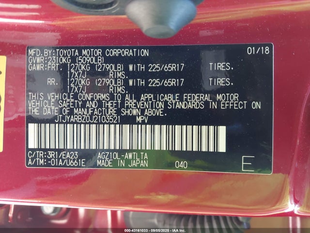 JTJYARBZ0J2103521 Lexus 8ar-fts