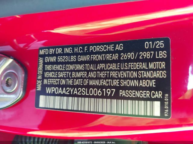 2025 PORSCHE PANAMERA WP0AA2YA2SL006197 Photo 8