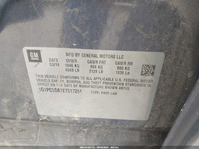 Продаж на аукціоні авто 2014 Chevrolet Cruze 1lt Auto, vin: 1G1PC5SB7E7317251, номер лоту: 43161114