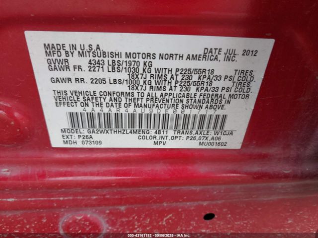 2013 MITSUBISHI OUTLANDER SPORT 4A4AR4AU9DE001717 Photo 8