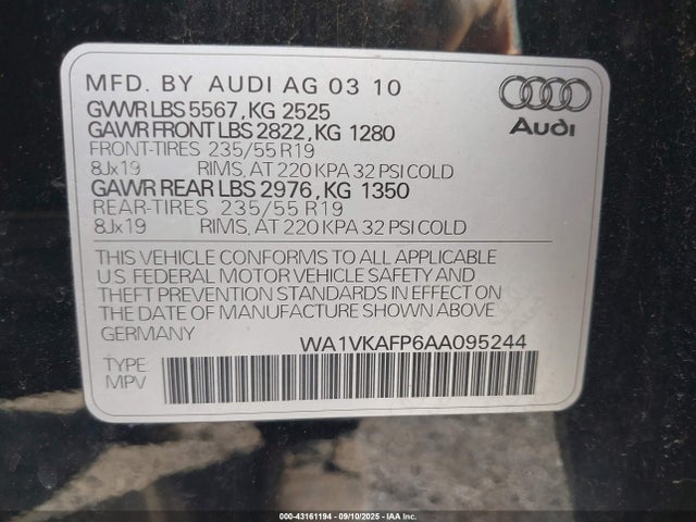 2010 AUDI Q5 WA1VKAFP6AA095244 Photo 8