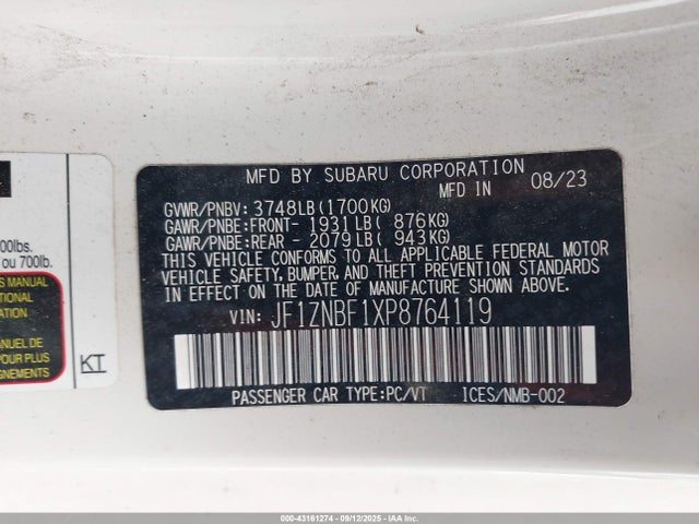 JF1ZNBF1XP8764119 Toyota na