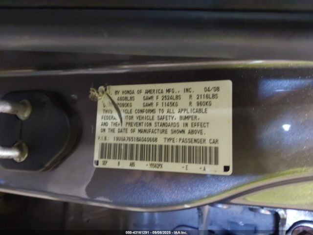 2008 ACURA TL 19UUA76518A040668 Photo 8