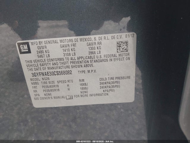 2012 CADILLAC SRX 3GYFNAE30CS568082 Photo 8