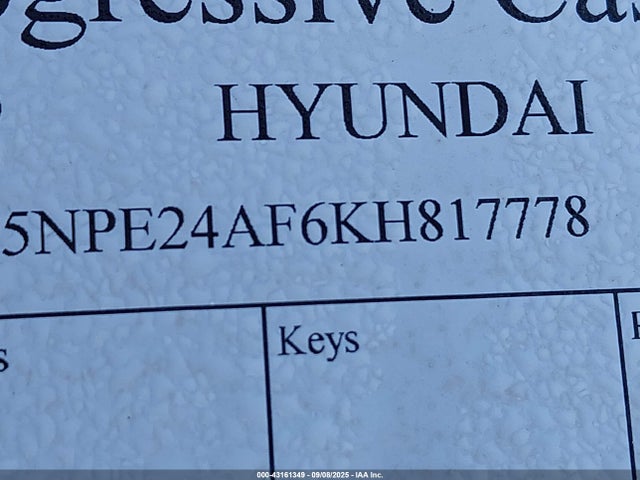 5NPE24AF6KH817778 Hyundai SONATA SE