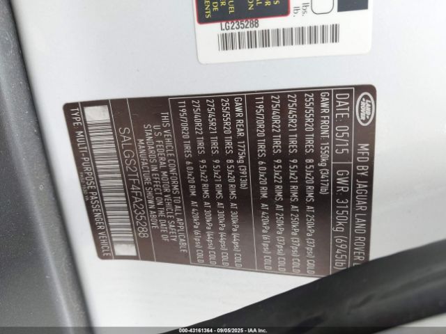 2015 LAND ROVER RANGE ROVER SALGS2TF4FA235288 Photo 8