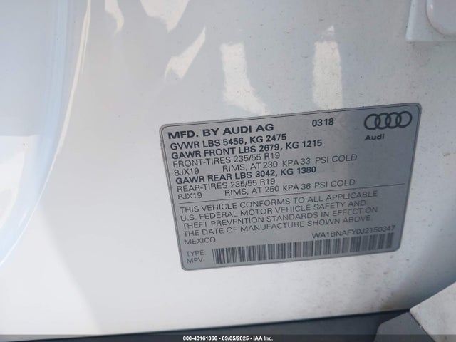 2018 AUDI Q5 WA1BNAFY0J2150347 Photo 8