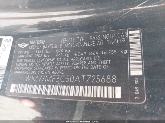 2010 MINI COOPER WMWMF3C50ATZ25688 Photo 8