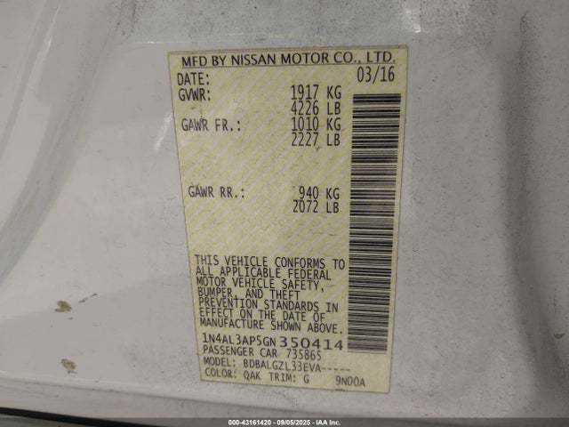 1N4AL3AP5GN350414 Nissan Altima