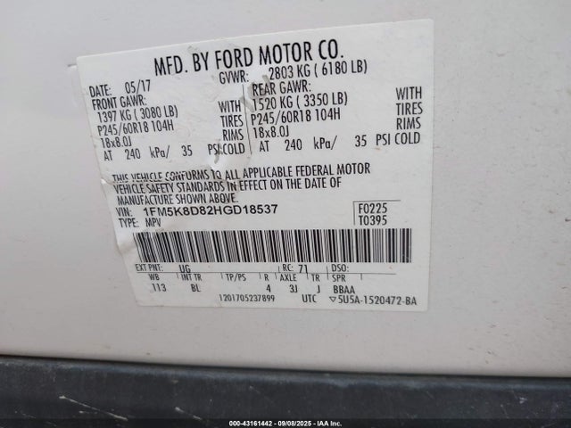 1FM5K8D82HGD18537 Ford 3.5l ti-vct
