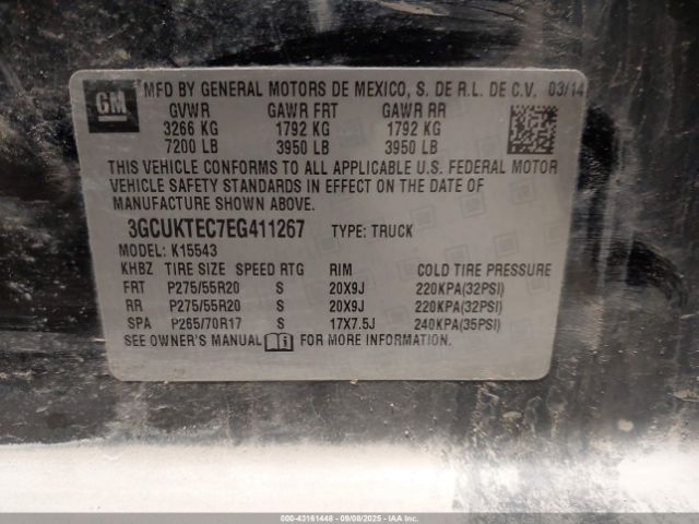 2014 CHEVROLET SILVERADO 1500 3GCUKTEC7EG411267 Photo 8