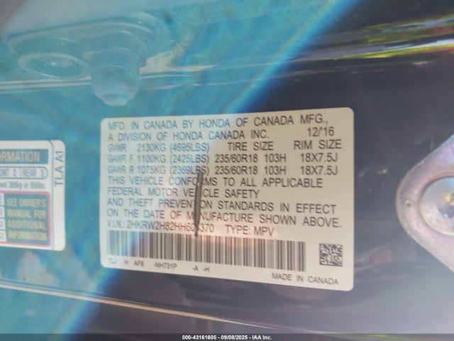 2HKRW2H82HH604370 Honda l15be