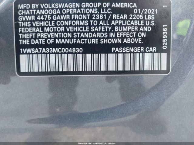 2021 VOLKSWAGEN PASSAT 1VWSA7A33MC004830 Photo 8