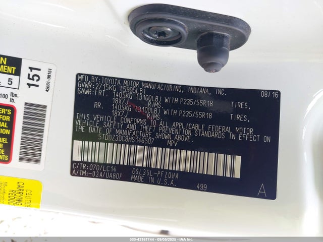 Toyota 2gr-fks 2017 5TDDZ3DC8HS146507 Image 9