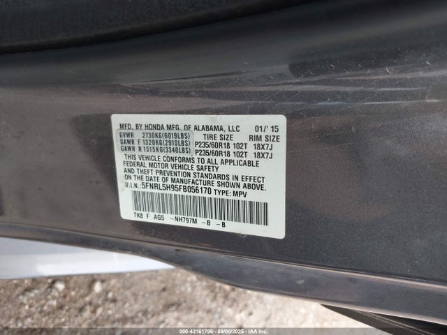 Honda j35z8 2015 5FNRL5H95FB056170 Image 9