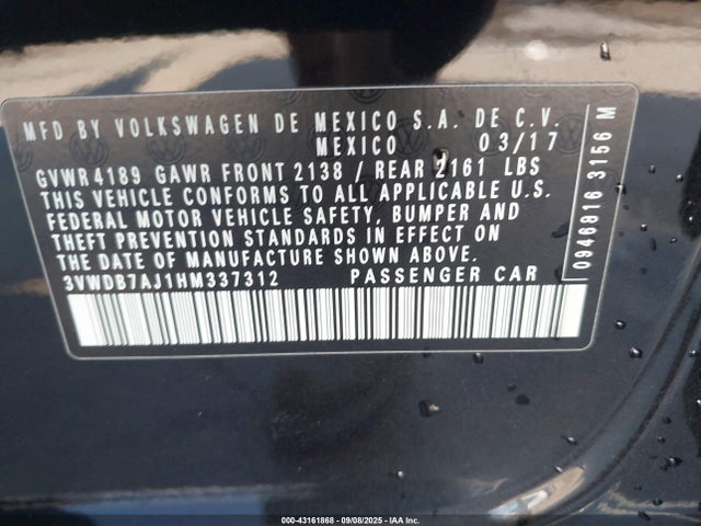 Volkswagen 1.4 tsi 2017 3VWDB7AJ1HM337312 Image 9