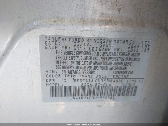 3N1AB7AP3HY292881 Nissan Sentra
