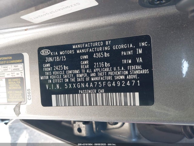 5XXGN4A75FG492471 KIA dohc gdi theta ii