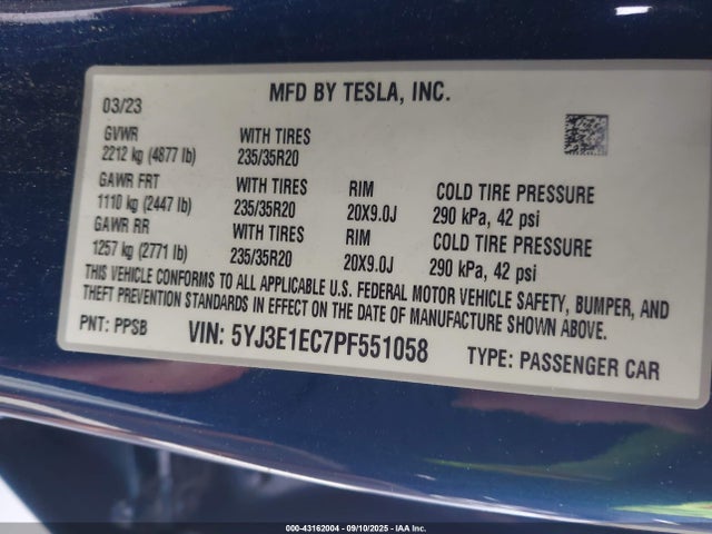 2023 TESLA MODEL 3 5YJ3E1EC7PF551058 Photo 8