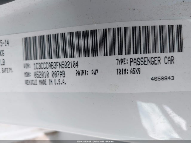 Chrysler 200 2015 1C3CCCAB3FN502104 Image 9