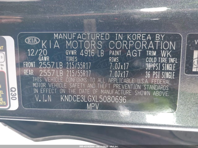 KNDCE3LGXL5080696 KIA 2020