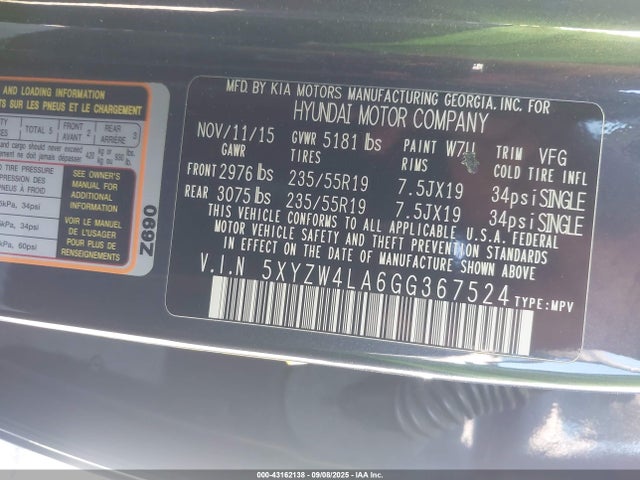 5XYZW4LA6GG367524 Hyundai t-gdi theta ii