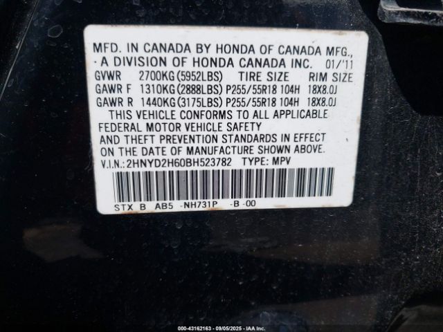 2011 ACURA MDX 2HNYD2H60BH523782 Photo 8