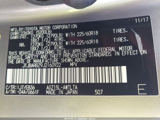 2018 LEXUS NX 300 JTJBARBZ9J2160922 Photo 8