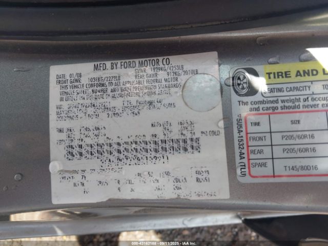 2008 FORD FUSION 3FAHP07ZX8R192211 Photo 8