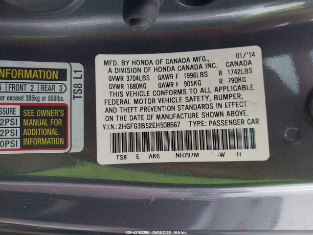 2HGFG3B52EH508667 Honda r18z1