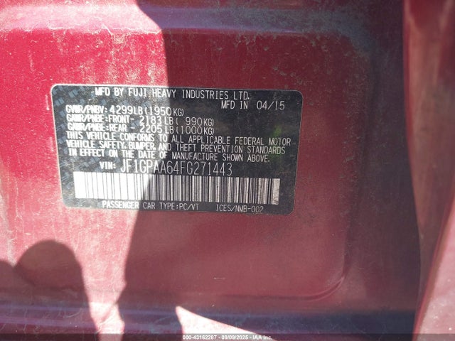 Subaru 2.0l na 2015 JF1GPAA64FG271443 Image 9