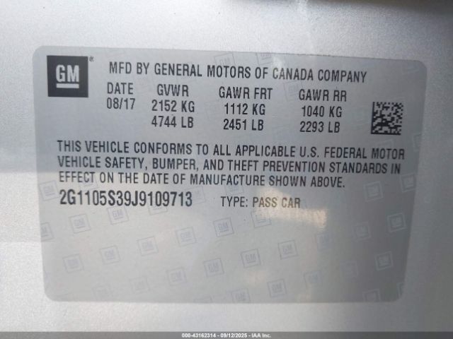 2018 CHEVROLET IMPALA 2G1105S39J9109713 Photo 8