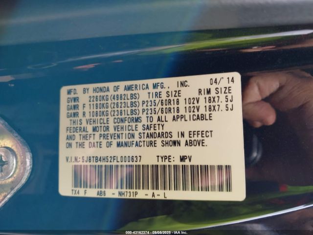 2015 ACURA RDX 5J8TB4H52FL000637 Photo 8