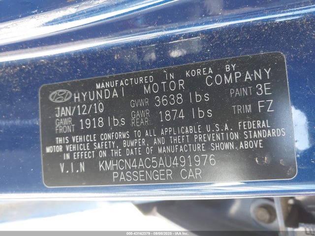 2010 HYUNDAI ACCENT KMHCN4AC5AU491976 Photo 8