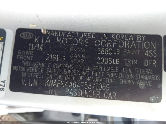 KIA dohc mpi nu 2015 KNAFK4A64F5371069 Image 9