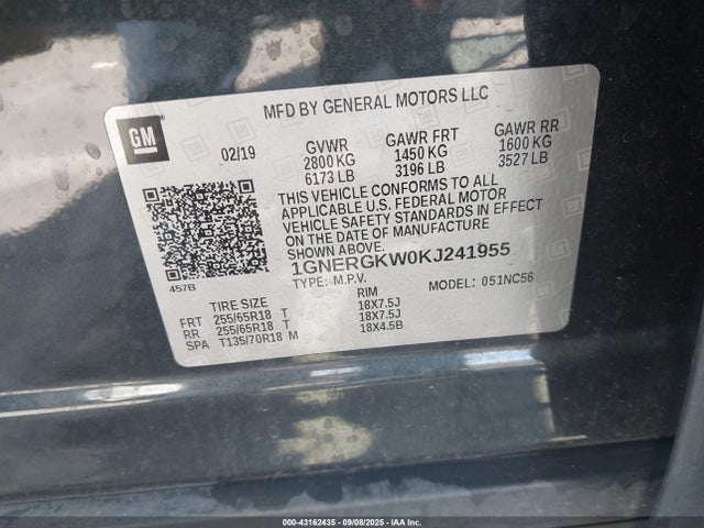 1GNERGKW0KJ241955 Chevrolet lfy - spark ignited direct injection, atss, gen 1