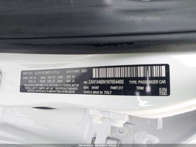 2022 ALFA ROMEO GIULIA ZARFANBN1N7654460 Photo 8